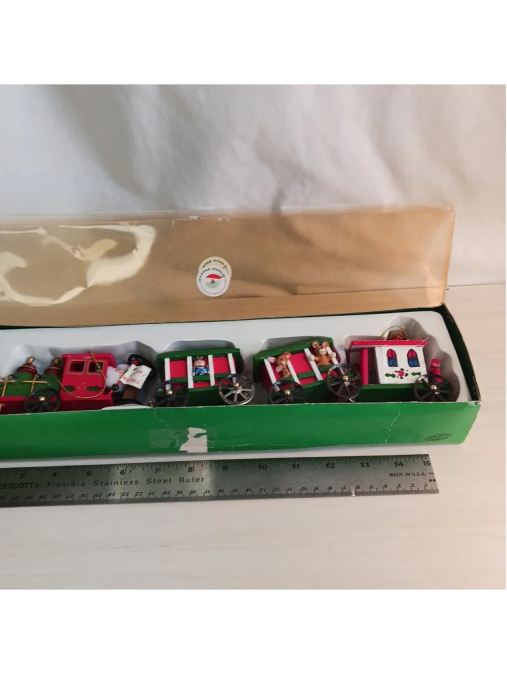 1985 Kurt S. Adler SANTA'S WORLD Christmas Handcrafted Wooden Train Set w/box